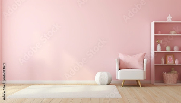 Obraz Pink room with a sofa, created with ai generative technology