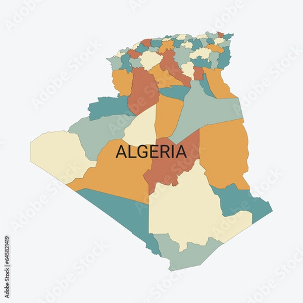 Fototapeta Algeria vector map with administrative divisions