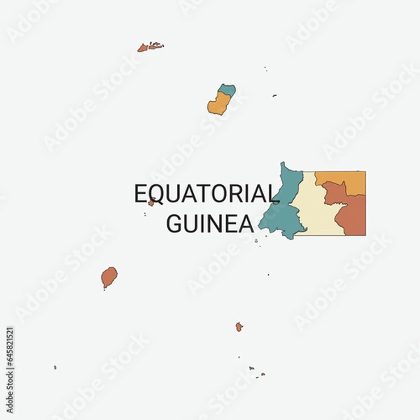 Obraz Equatorial Guinea vector map with administrative divisions