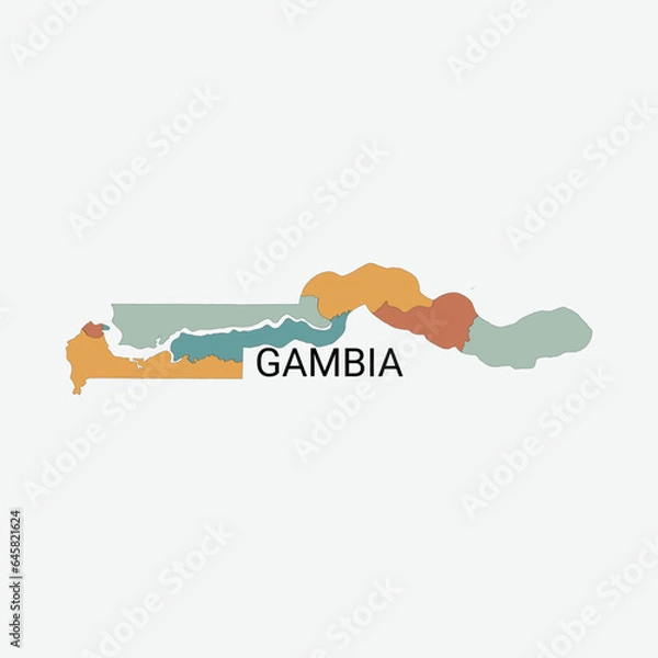 Obraz Gambia vector map with administrative divisions