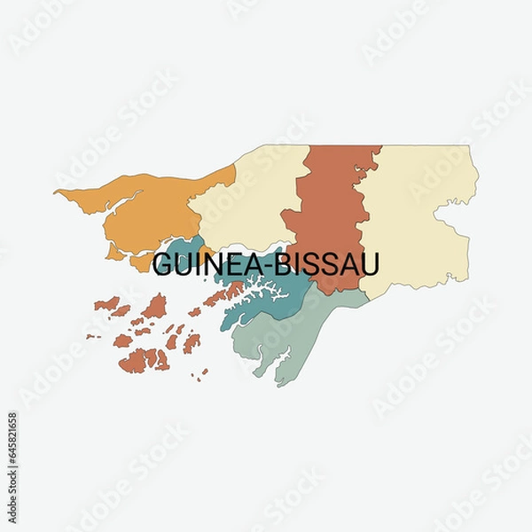 Obraz Guinea-Bissau vector map with administrative divisions