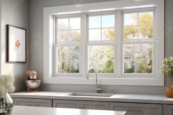 Obraz Double Hung Window, Kitchen Window Idea