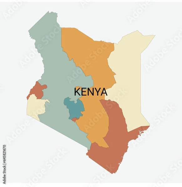 Obraz Kenya vector map with administrative divisions
