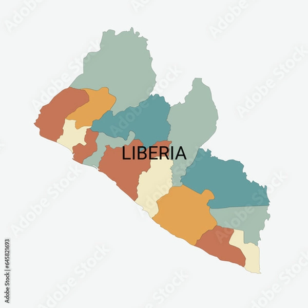 Obraz Liberia vector map with administrative divisions