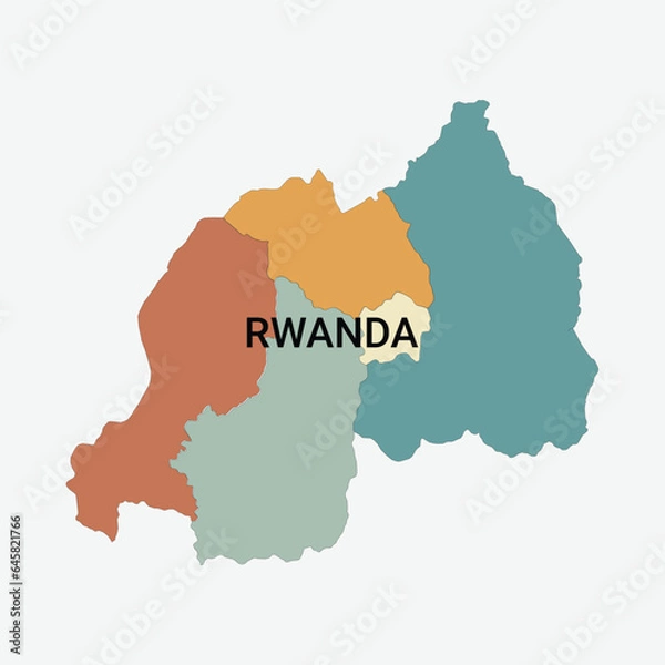 Obraz Rwanda vector map with administrative divisions