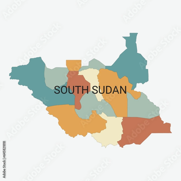 Obraz South Sudan vector map with administrative divisions