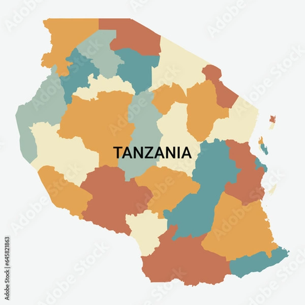 Obraz Tanzania vector map with administrative divisions