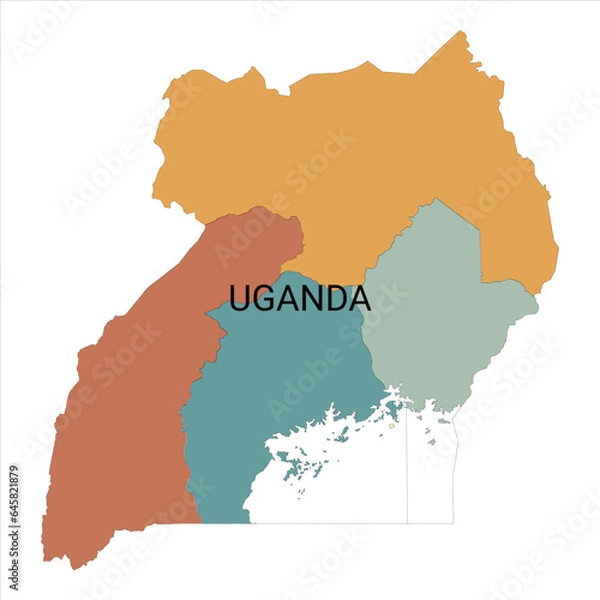Obraz Uganda vector map with administrative divisions