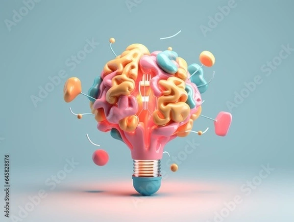 Obraz light bulb symbolizing the human brain with ideas