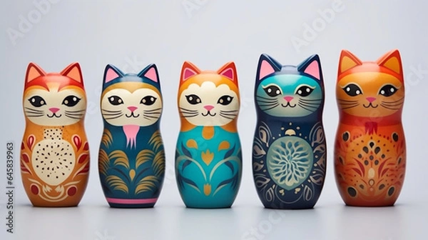 Obraz Cats - matryoshka dolls. Russian nesting dolls
