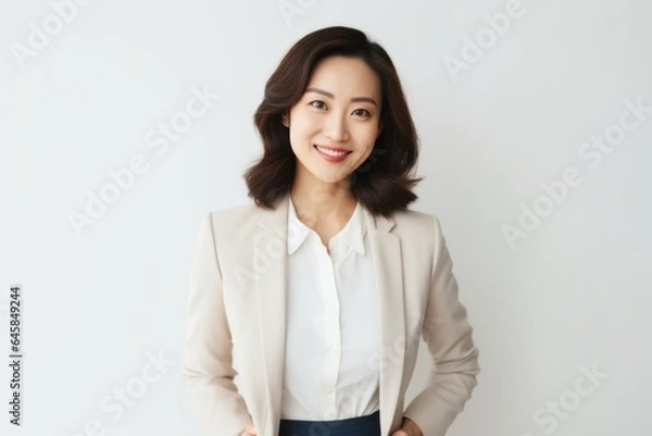 Obraz Medium shot portrait photography of a Vietnamese woman in her 30s against a white background