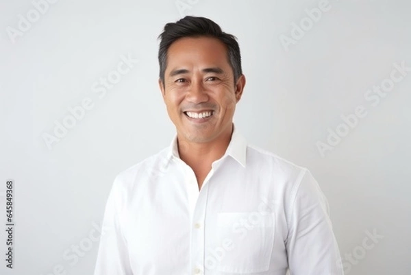 Obraz Medium shot portrait photography of a Vietnamese man in his 40s against a white background