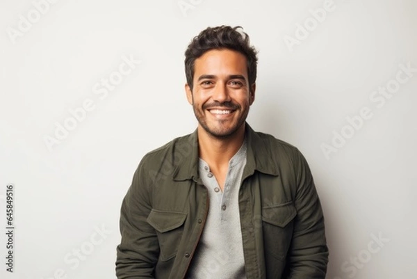 Obraz Portrait photography of a Peruvian man in his 30s against a white background