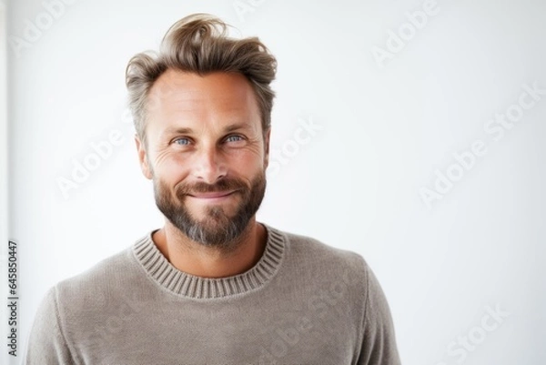 Fototapeta Portrait photography of a Swedish man in his 30s against a white background