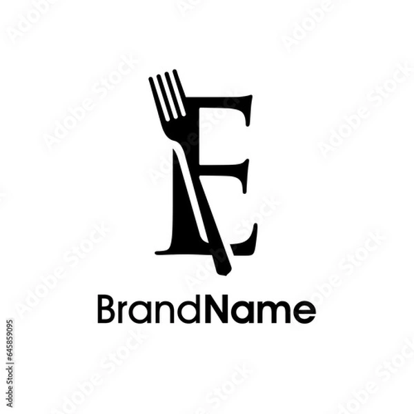 Obraz Elegant Initial E Fork Logo