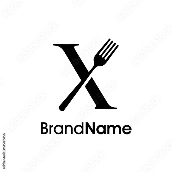 Obraz Elegant Initial X Fork Logo
