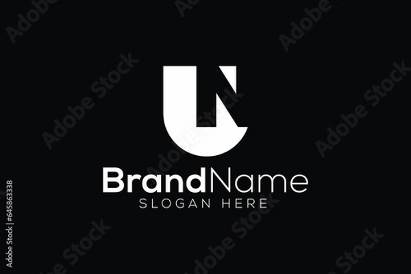 Fototapeta Trendy and minimal letter U N vector logo design