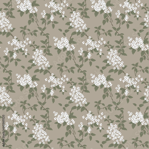 Obraz seamless vector flower bunch   design pattern on white background