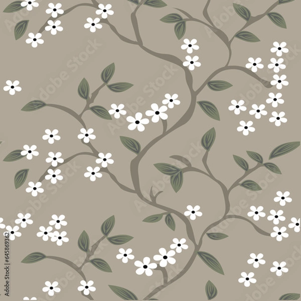 Obraz seamless vector flower bunch   design pattern on white background