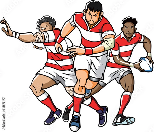 Fototapeta 龍のように活躍するラグビー選手
