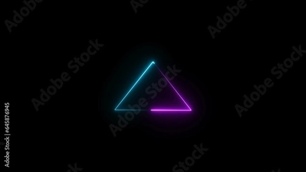 Fototapeta abstract glowing neon triangle  frame illustration background 4k