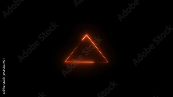 Fototapeta abstract glowing neon triangle  frame illustration background 4k