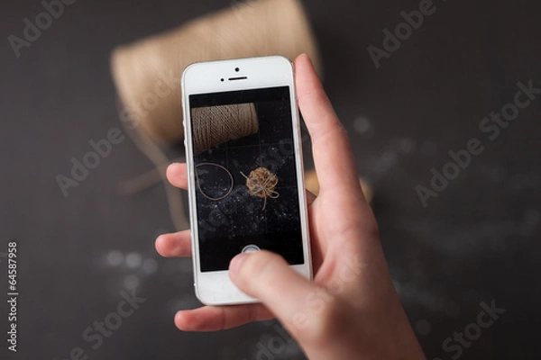 Obraz Taking picture with smartphone