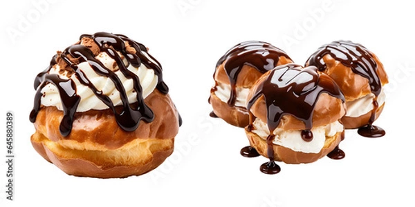 Fototapeta Profiterole, transparent background, isolated image, generative AI

