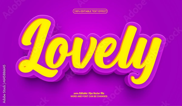Fototapeta Lovely 3d editable premium vector text effect