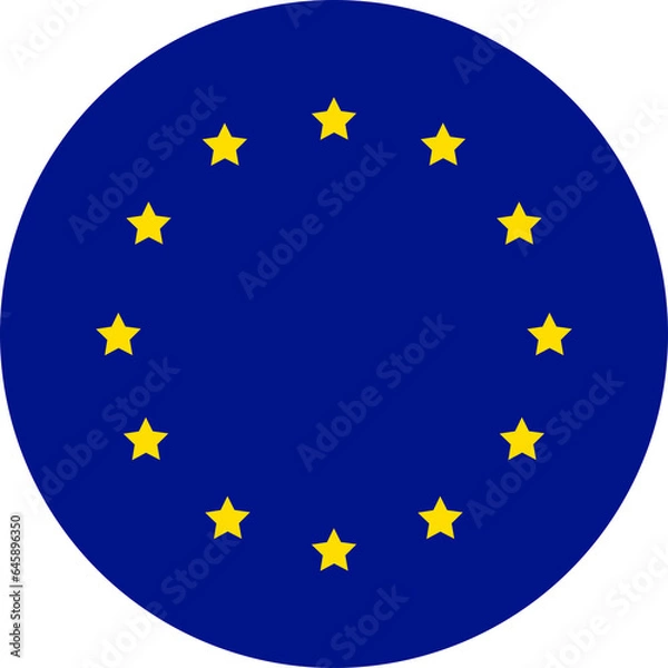 Obraz Simple icon of european union flag in round or circle shape