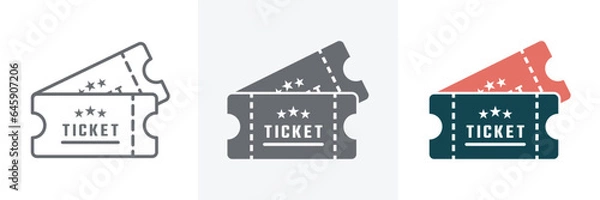 Obraz Ticket set icon vector illustration in flat style.Event ticket simple icon set.Outline ticket icon graphic and web design.Vector illustration