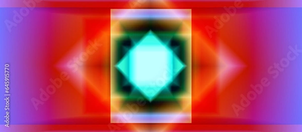 Fototapeta Abstract geometric background, red gradient. vector minimal geometry poster with neon triangle and square lines art design. Colored pattern background, posters banner horizontal