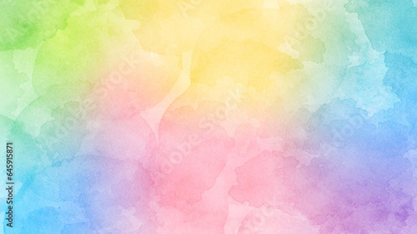 Obraz 水彩風に加工委したカラフルなグラデーションの背景イラスト　アスペクト比16：9バージョン