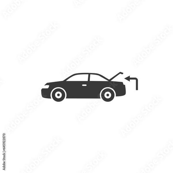 Fototapeta Car with open trunk icon, self export, boot pickup, receive package, currier order delivery, editable stroke vector illustration flat sign
