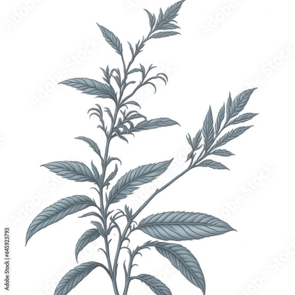 Fototapeta Stevia plant sketch, hand drawing illustration, AI generative image