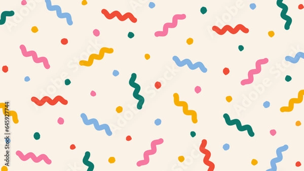 Fototapeta Festive abstract background with colorful confetti or sugar sprinkles. Multi colored fun backdrop. Pop art style textures. Funky vector design layout for banners, presentations, flyers, posters