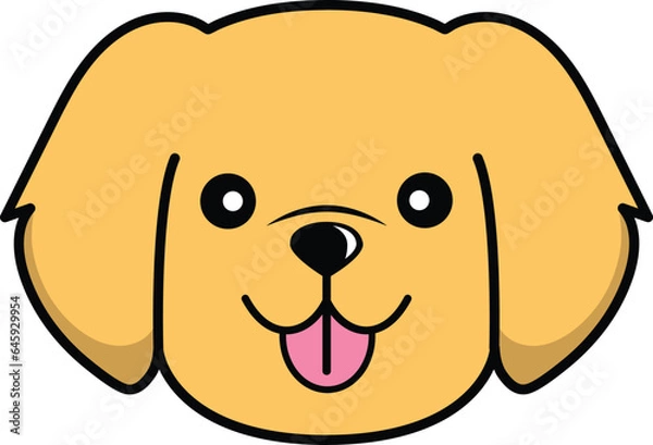 Fototapeta cute element or icon of happy puppy golden retriever face vector illustration