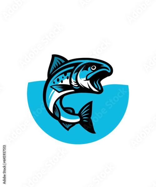 Obraz BLUE FISH JUMPING ILLUSTRATION DESIGN