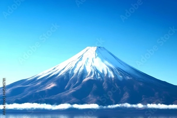 Obraz 雪をかぶった富士山と青空