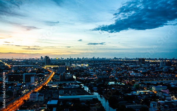 Obraz city nigth scape view landmark in thailand