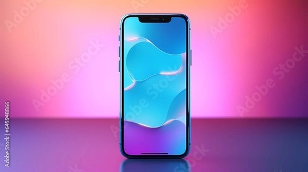 Fototapeta phone with colorful background.  ideal for designs related to technology, mobile apps, social media, or any project requiring an eye-catching and vibrant visual.