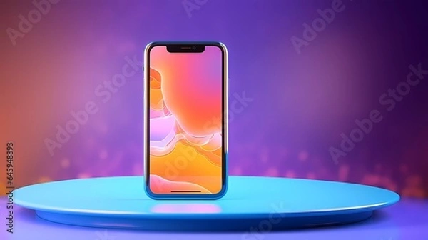 Fototapeta phone with colorful background.  ideal for designs related to technology, mobile apps, social media, or any project requiring an eye-catching and vibrant visual.