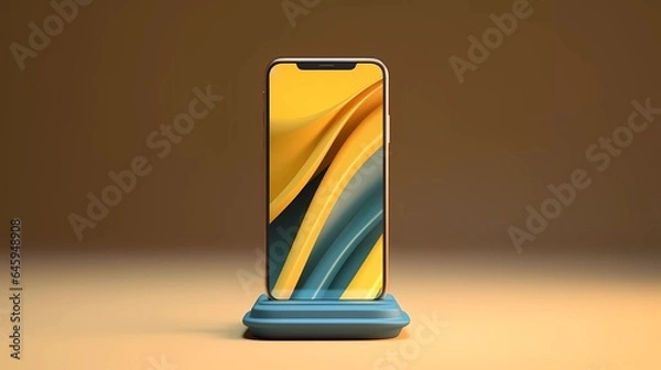 Fototapeta phone with colorful background.  ideal for designs related to technology, mobile apps, social media, or any project requiring an eye-catching and vibrant visual.