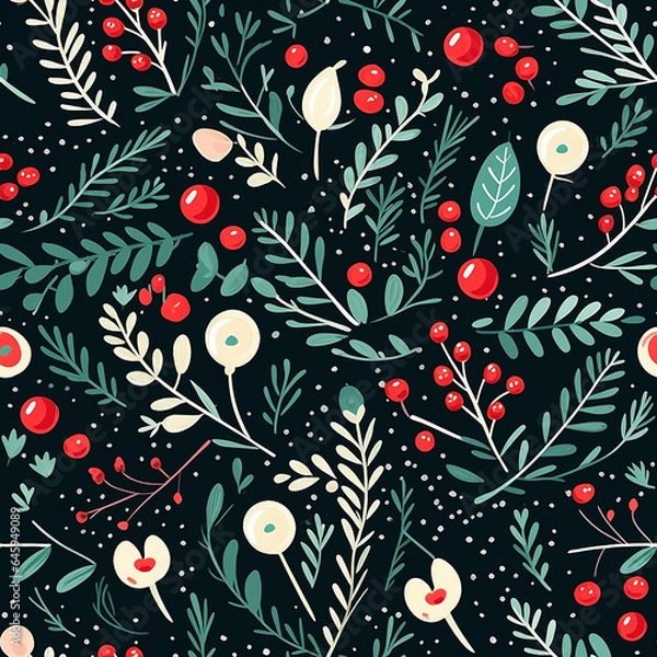 Obraz modern seamless Christmas pattern on dark blue background