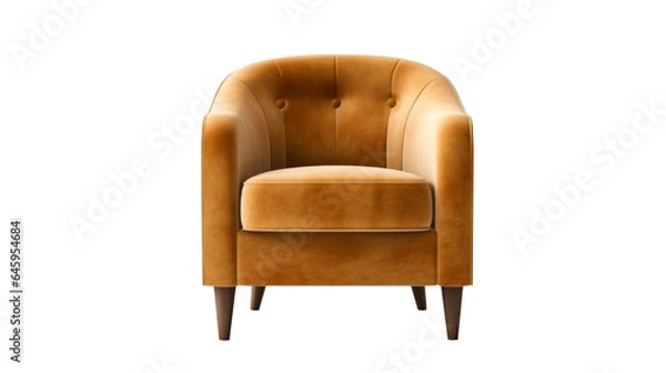 Fototapeta A brown elegant retro armchair, is isolated on a transparent background.