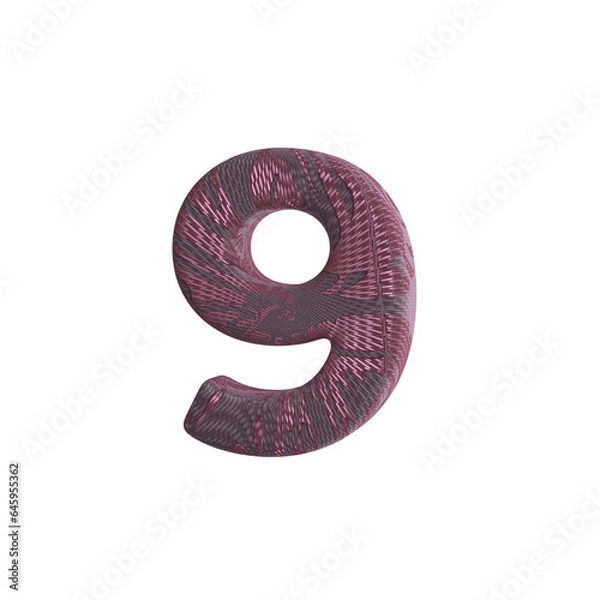 Obraz Numer 9 with Fabric Material 3D render