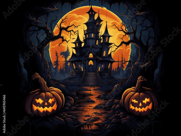 Fototapeta Halloween background with pumpkins