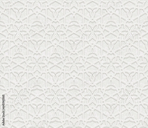Fototapeta Seamless geometric pattern with light grey background, Vector Illustration