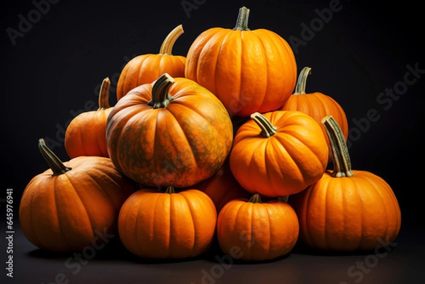 Fototapeta pumpkins on black background