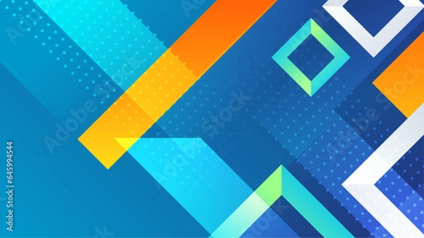 Fototapeta Blue orange and white modern abstract background geometric with dynamic shapes composition. Vector illustrationwith shapes